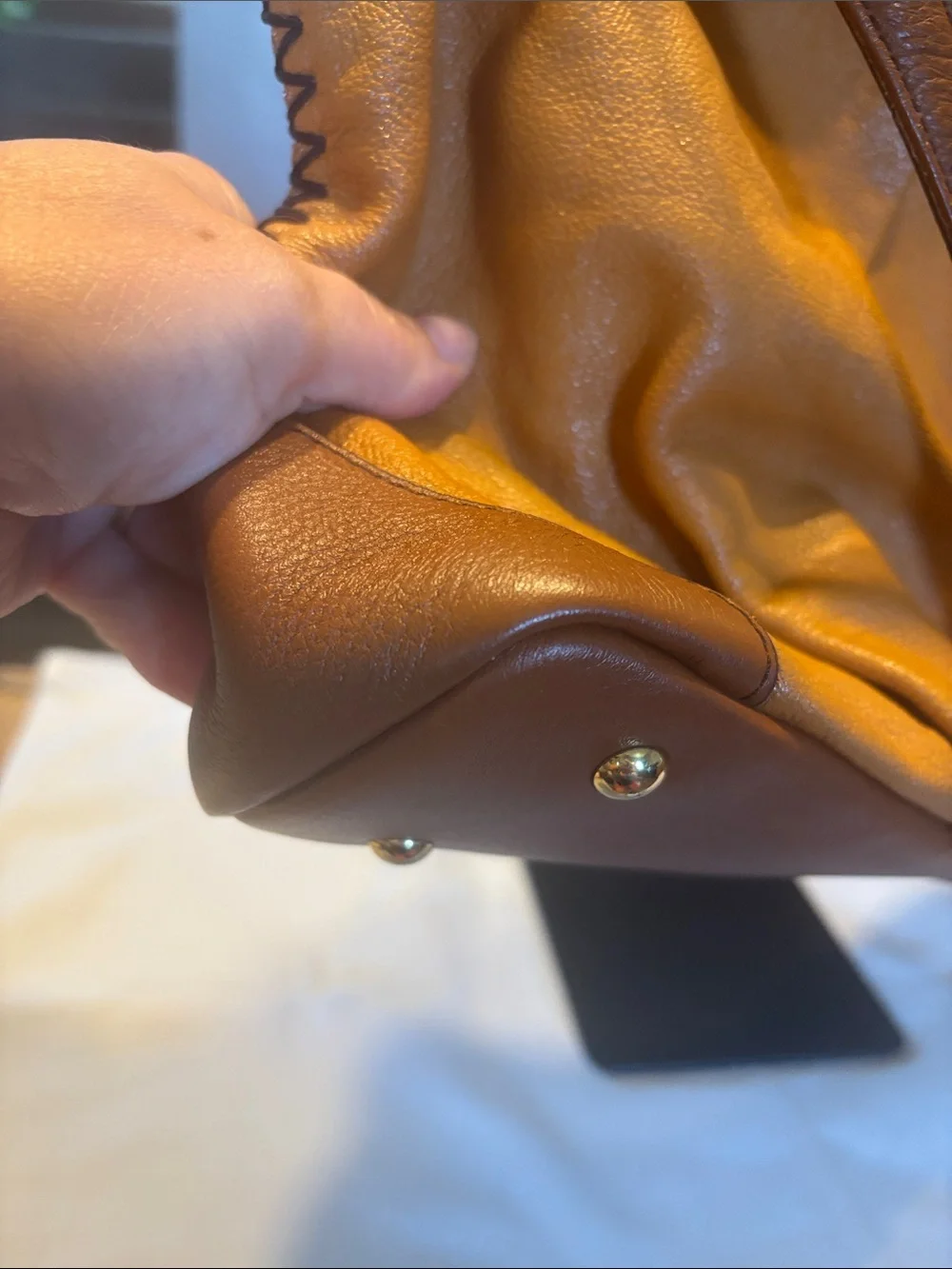 MCM Brown Leather Tote with Detachable Strap